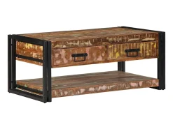Mesa de centro multicolor 90x50x38 cm madera maciza reciclada