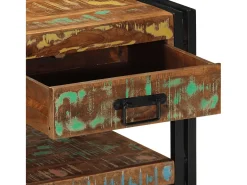 Mesa de centro multicolor 90x50x38 cm madera maciza reciclada
