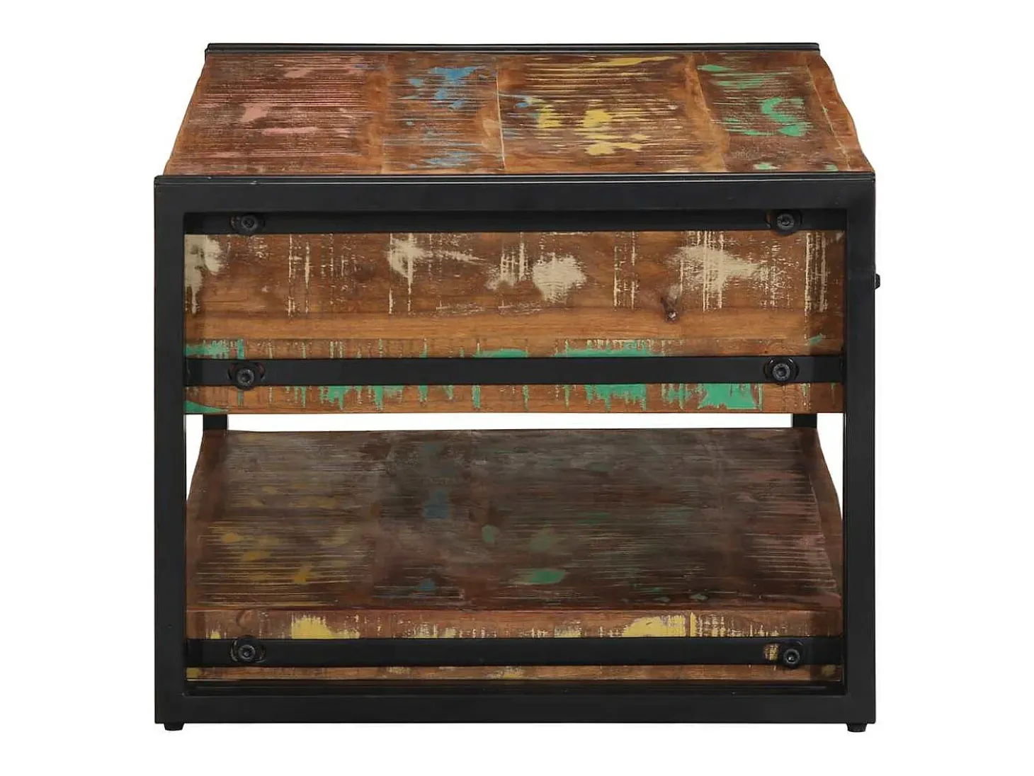 Mesa de centro multicolor 90x50x38 cm madera maciza reciclada