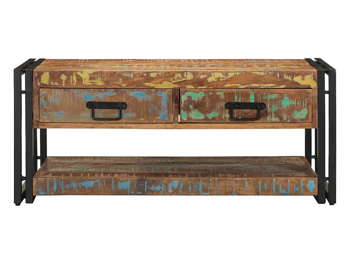 Mesa de centro multicolor 90x50x38 cm madera maciza reciclada