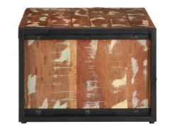 Mesa de centro multicolor 90x50x36 cm madera maciza reciclada