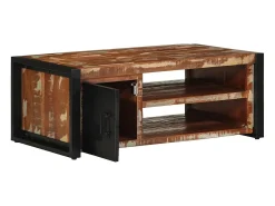 Mesa de centro multicolor 90x50x36 cm madera maciza reciclada