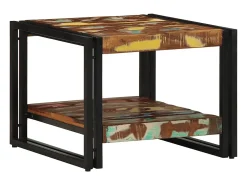 Mesa de centro multicolor 50x50x38 cm madera maciza reciclada