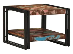 Mesa de centro multicolor 50x50x38 cm madera maciza reciclada