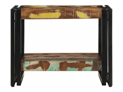 Mesa de centro multicolor 50x50x38 cm madera maciza reciclada