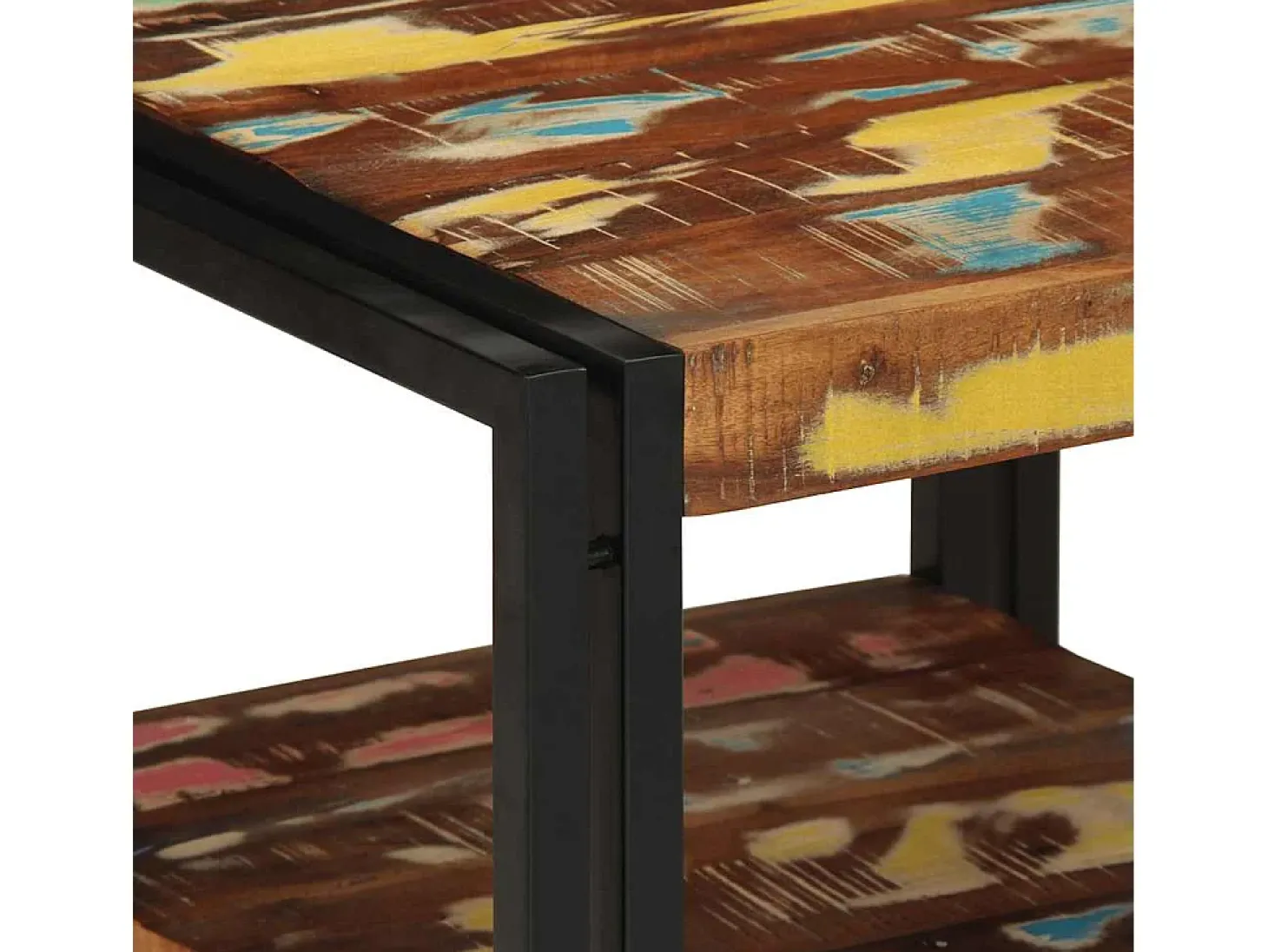 Mesa de centro multicolor 50x50x38 cm madera maciza reciclada