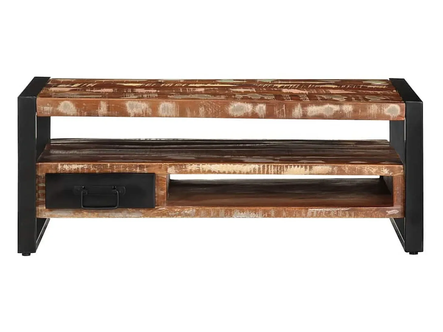 Mesa de centro multicolor 90x50x36 cm madera maciza reciclada
