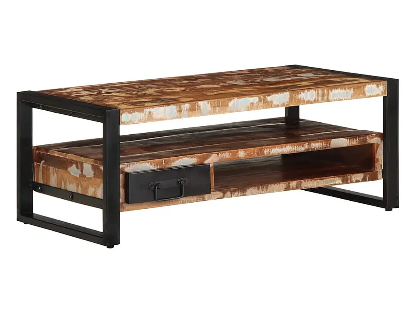 Mesa de centro multicolor 90x50x36 cm madera maciza reciclada
