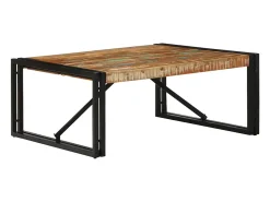 Mesa de centro multicolor 80x80x35 cm madera maciza reciclada