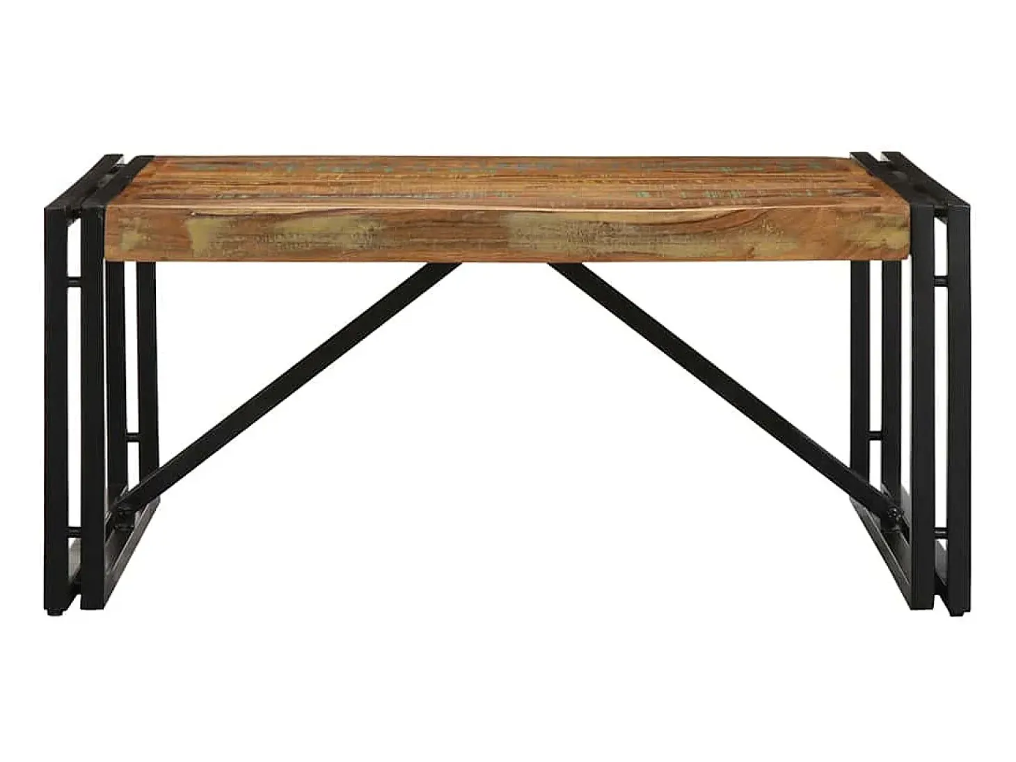 Mesa de centro multicolor 80x80x35 cm madera maciza reciclada