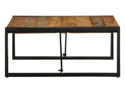 Mesa de centro multicolor 80x80x35 cm madera maciza reciclada