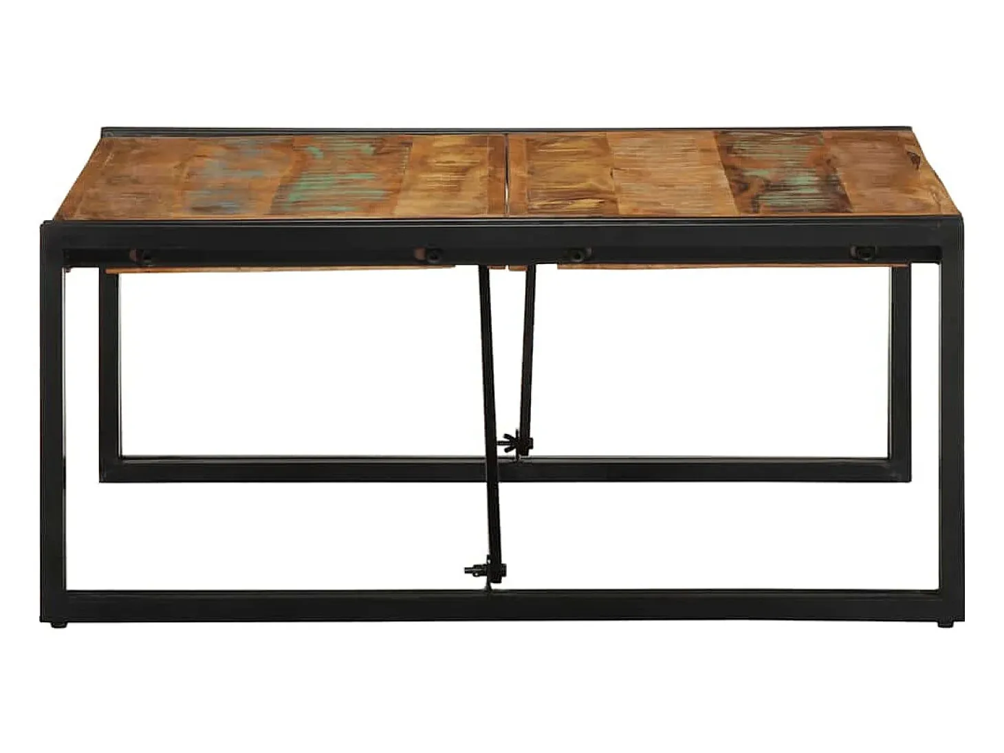 Mesa de centro multicolor 80x80x35 cm madera maciza reciclada