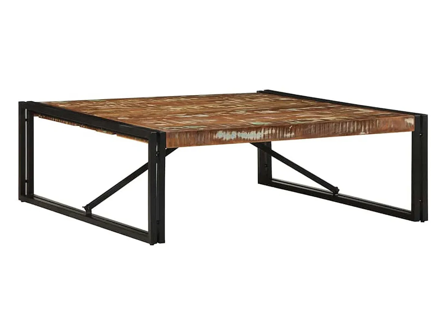 Mesa de centro multicolor 100x100x35 cm madera maciza reciclada