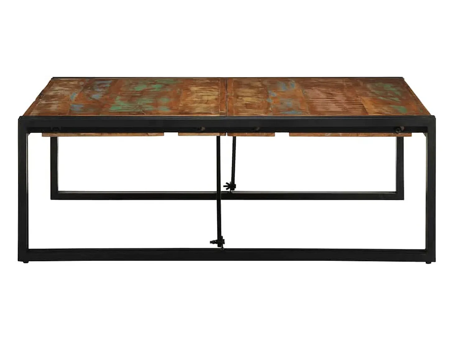 Mesa de centro multicolor 100x100x35 cm madera maciza reciclada