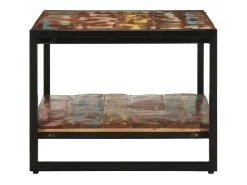 Mesa de centro multicolor 90x50x38 cm madera maciza reciclada
