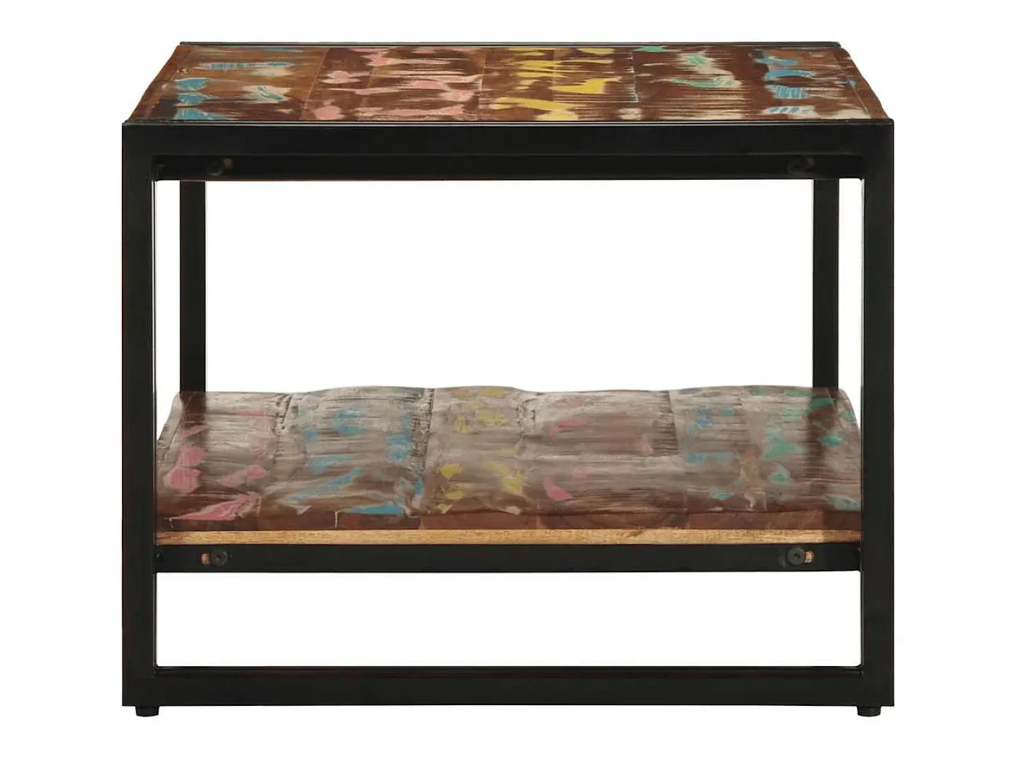 Mesa de centro multicolor 90x50x38 cm madera maciza reciclada