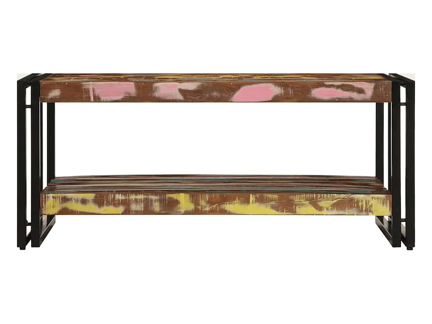 Mesa de centro multicolor 90x50x38 cm madera maciza reciclada