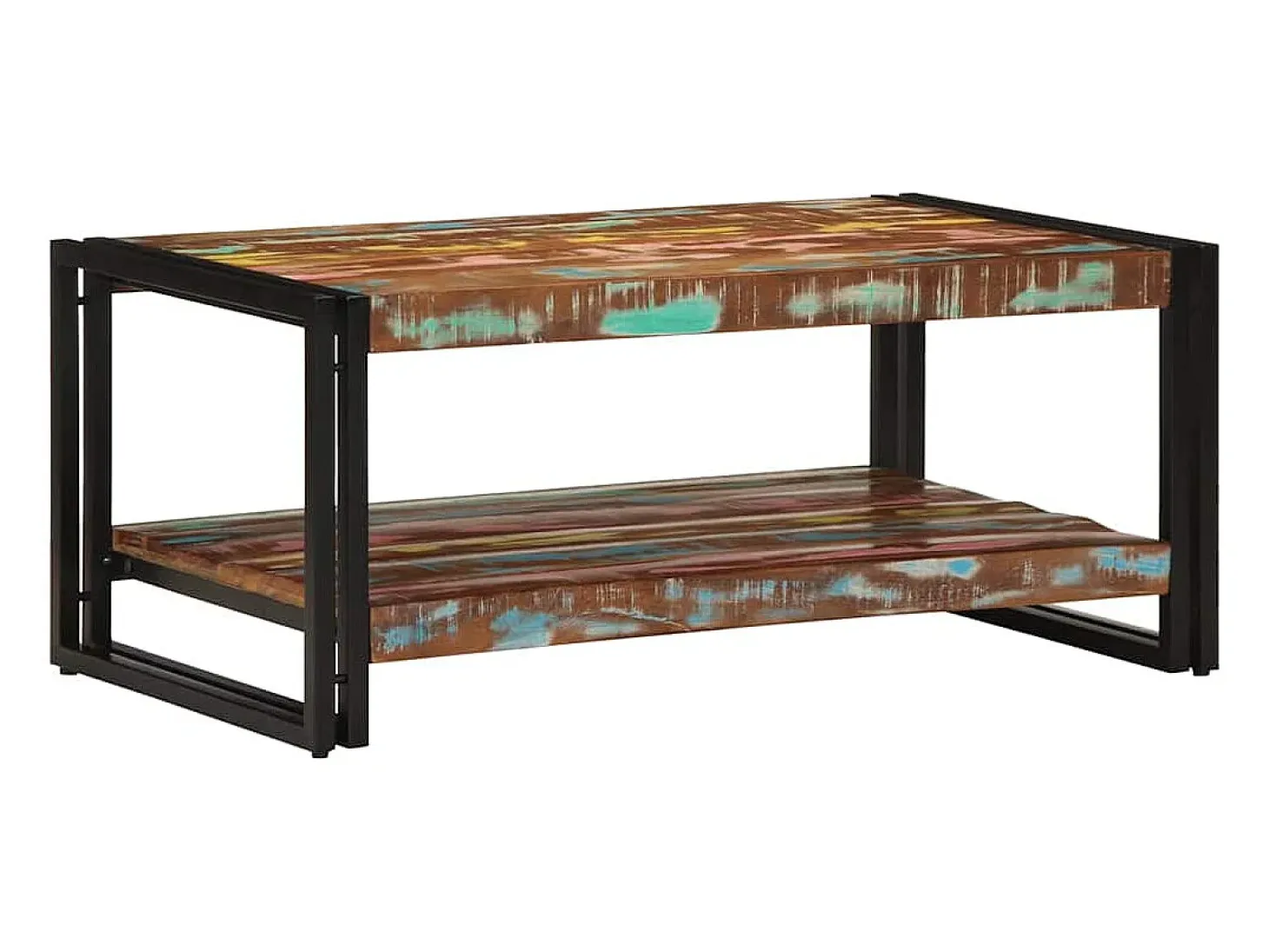 Mesa de centro multicolor 90x50x38 cm madera maciza reciclada