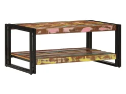 Mesa de centro multicolor 90x50x38 cm madera maciza reciclada