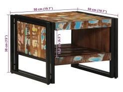 Mesa de centro multicolor 50x50x38 cm madera maciza reciclada