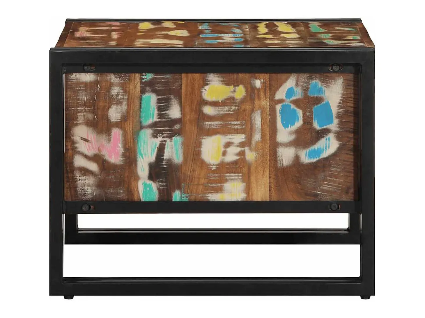 Mesa de centro multicolor 50x50x38 cm madera maciza reciclada
