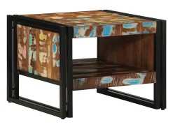 Mesa de centro multicolor 50x50x38 cm madera maciza reciclada