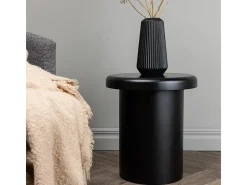 Mesa de centro Namsos, mesa auxiliar Ø40cm negra.