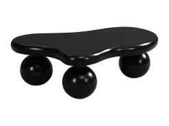 Mesa de centro negra - Mesa de centro con luces LED y patas redondas negras - diseño en forma de nube - para sala de estar y habitación infantil