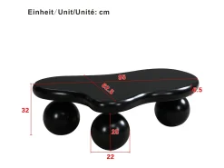 Mesa de centro negra - Mesa de centro con luces LED y patas redondas negras - diseño en forma de nube - para sala de estar y habitación infantil