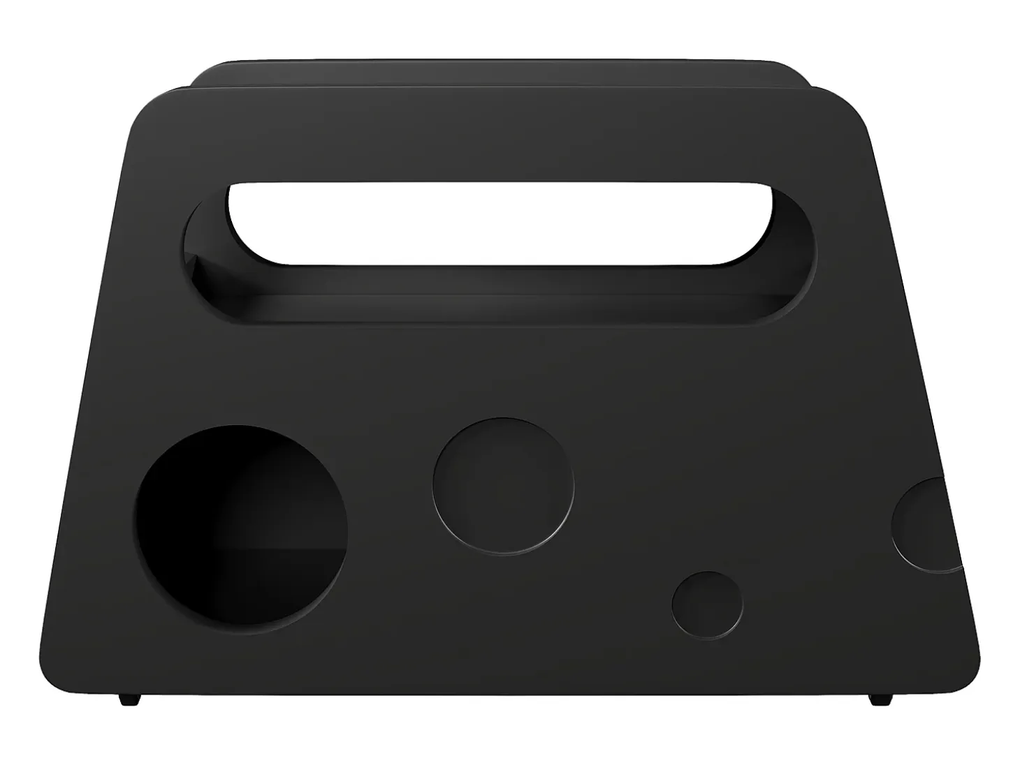 Mesa de centro negra con ruedas y almacenaje, diseño redondo 81x33x51,5cm