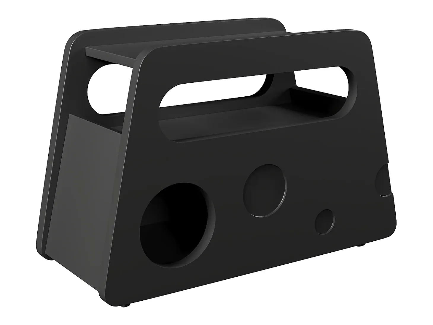 Mesa de centro negra con ruedas y almacenaje, diseño redondo 81x33x51,5cm