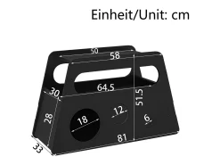 Mesa de centro negra con ruedas y almacenaje, diseño redondo 81x33x51,5cm