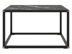 Mesa de centro negra con vidrio de mármol negro 60x60x35 cm