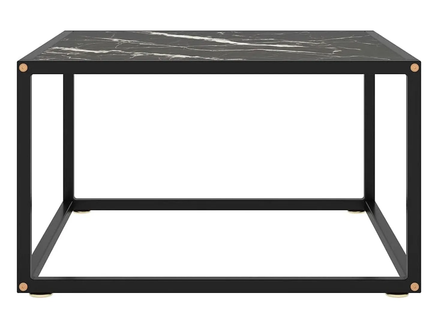 Mesa de centro negra con vidrio de mármol negro 60x60x35 cm