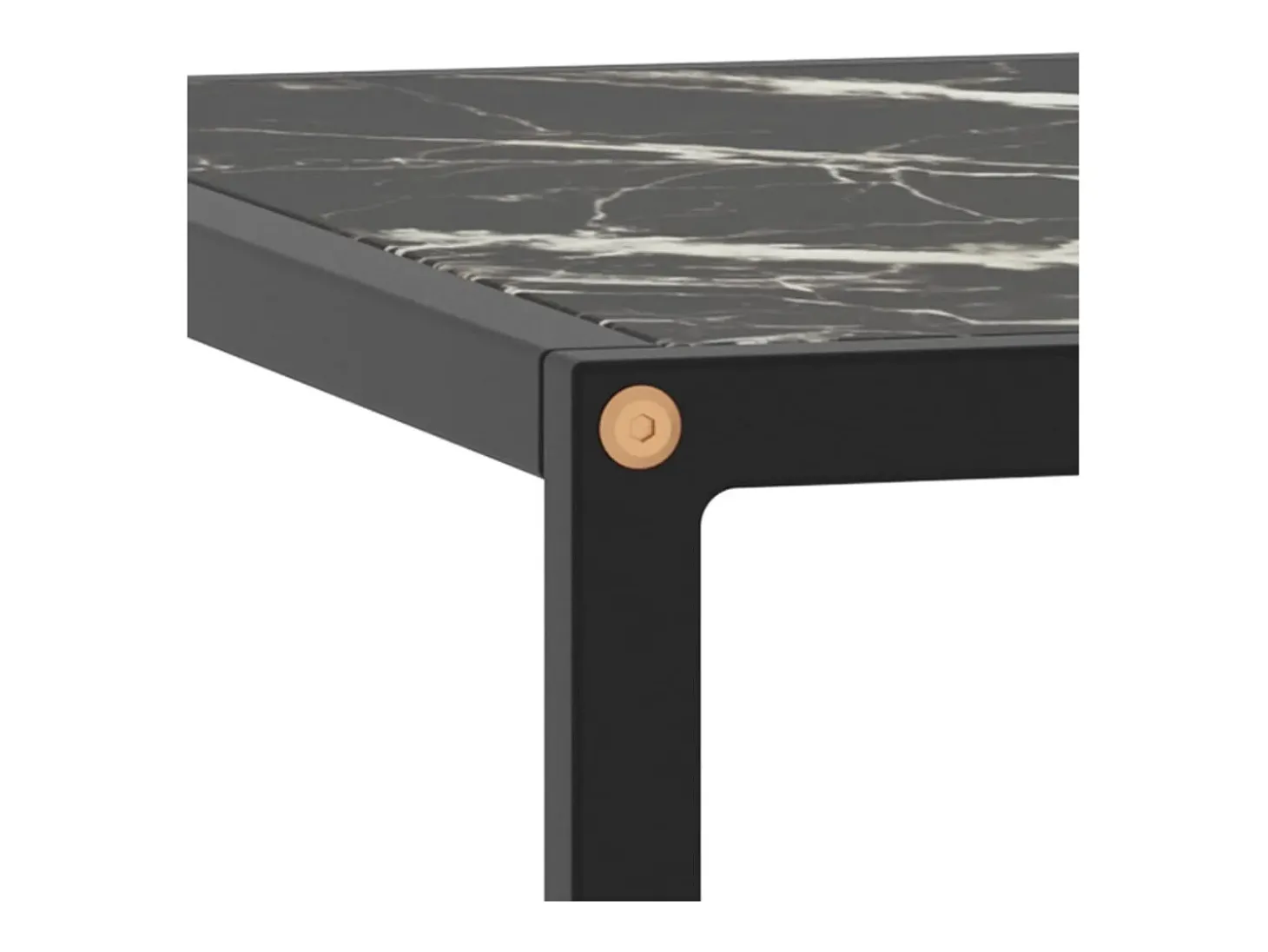 Mesa de centro negra con vidrio de mármol negro 60x60x35 cm