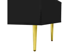 Mesa de centro negra con 2 cajones de almacenamiento y patas doradas - para salón y oficina