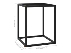 Mesa de centro negra con vidrio negro 40x40x50 cm ES93610