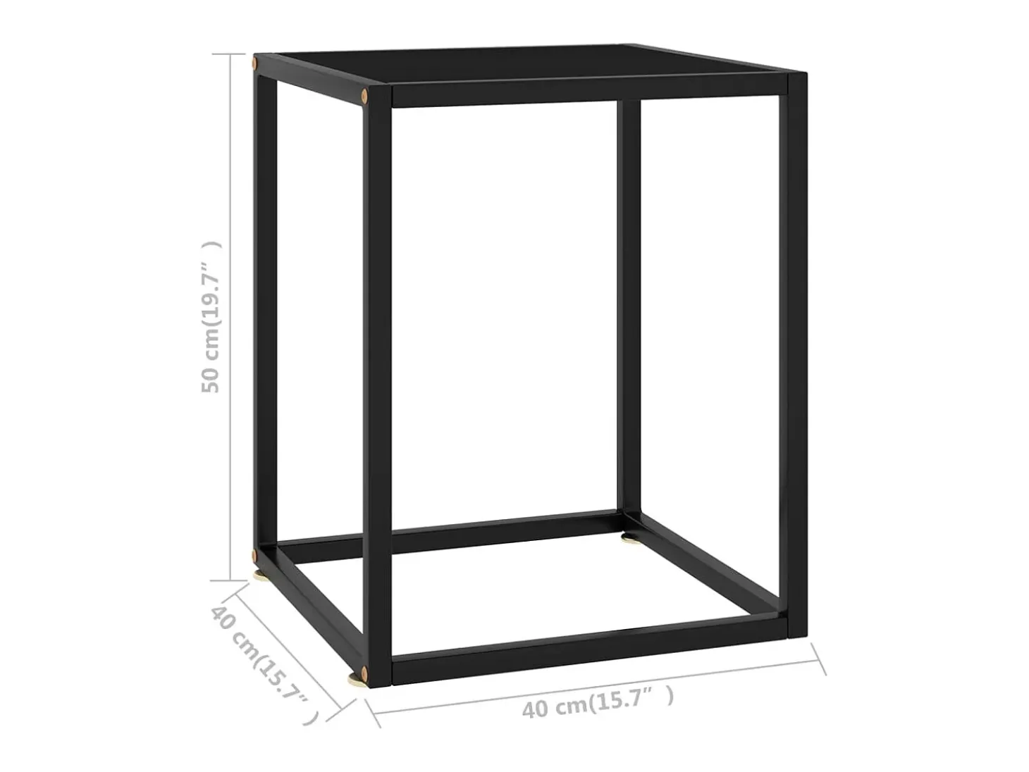 Mesa de centro negra con vidrio negro 40x40x50 cm ES93610