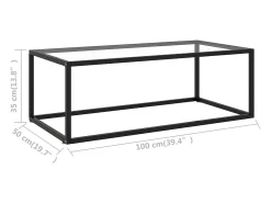 Mesa de centro negra con vidrio templado 100x50x35 cm