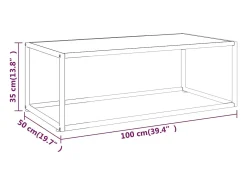 Mesa de centro negra con vidrio de mármol blanco 100x50x35 cm