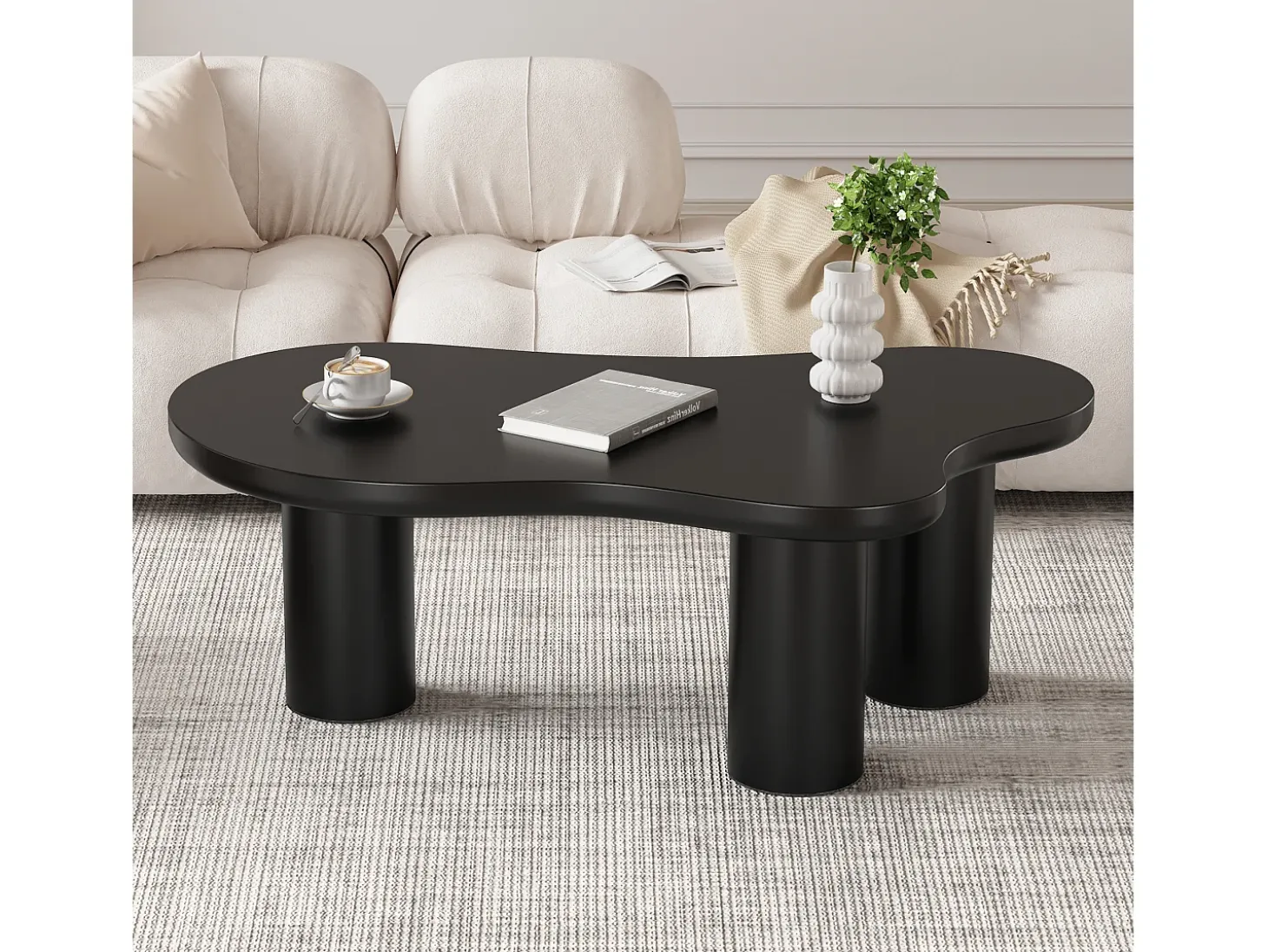 Mesa de centro negra en forma de nube - Madera MDF y PVC