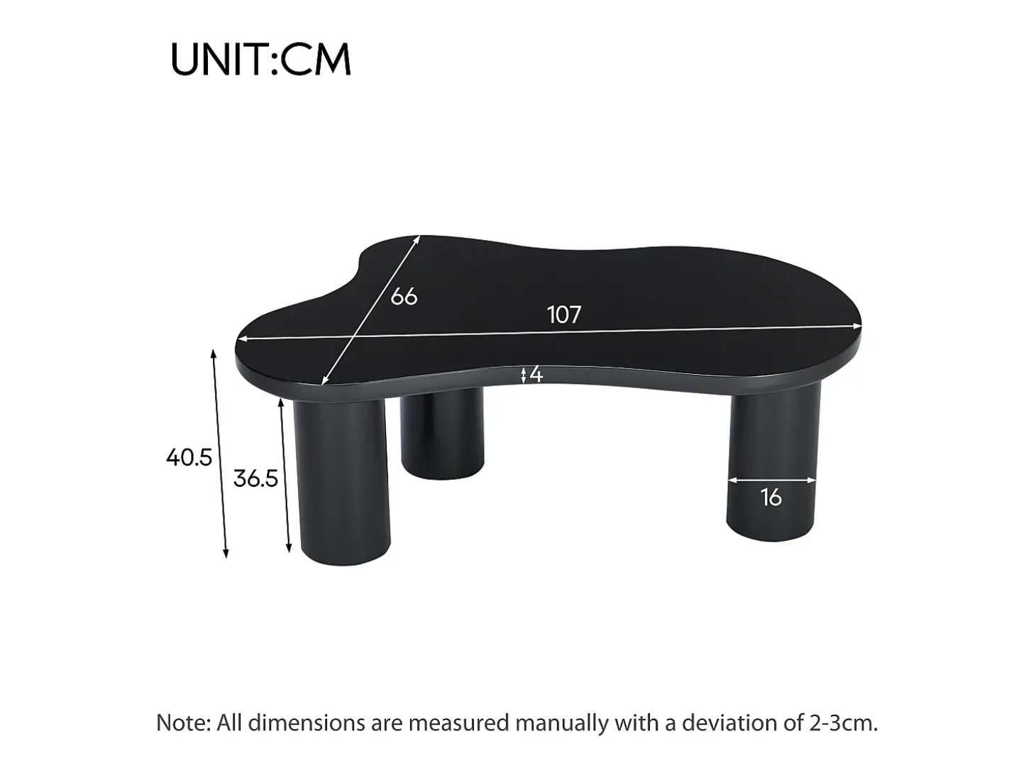 Mesa de centro negra en forma de nube - Madera MDF y PVC