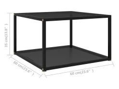 Mesa de centro negra vidrio templado 60x60x35 cm