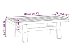 Mesa de centro NOAIN patas en A madera maciza pino 120x60x40 cm