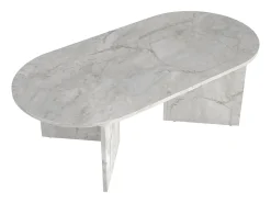 Mesa de centro ovalada - Color: Efecto mármol blanco - TOPANIA