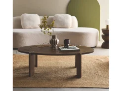 Mesa de centro ovalada de madera maciza de mango nogal