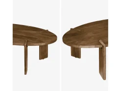 Mesa de centro ovalada de madera maciza de mango nogal