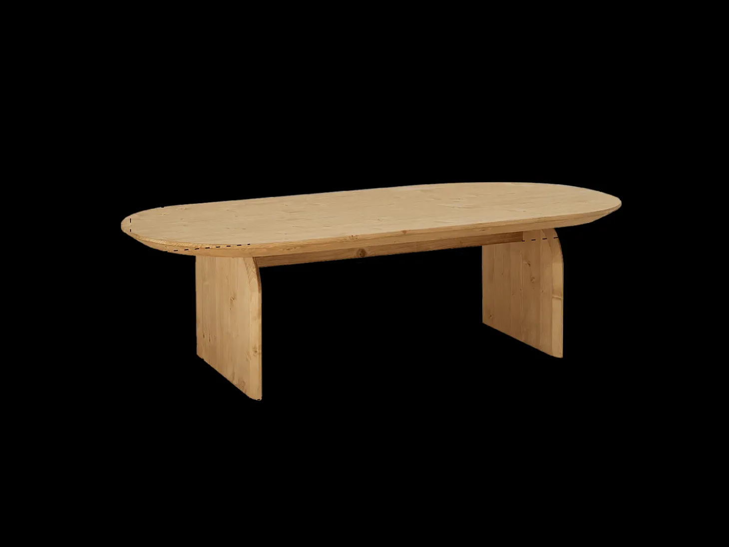 Mesa de centro ovalada de madera de abeto Decowood en color nogal de 120x35cm - BLOOM - DECOWOOD