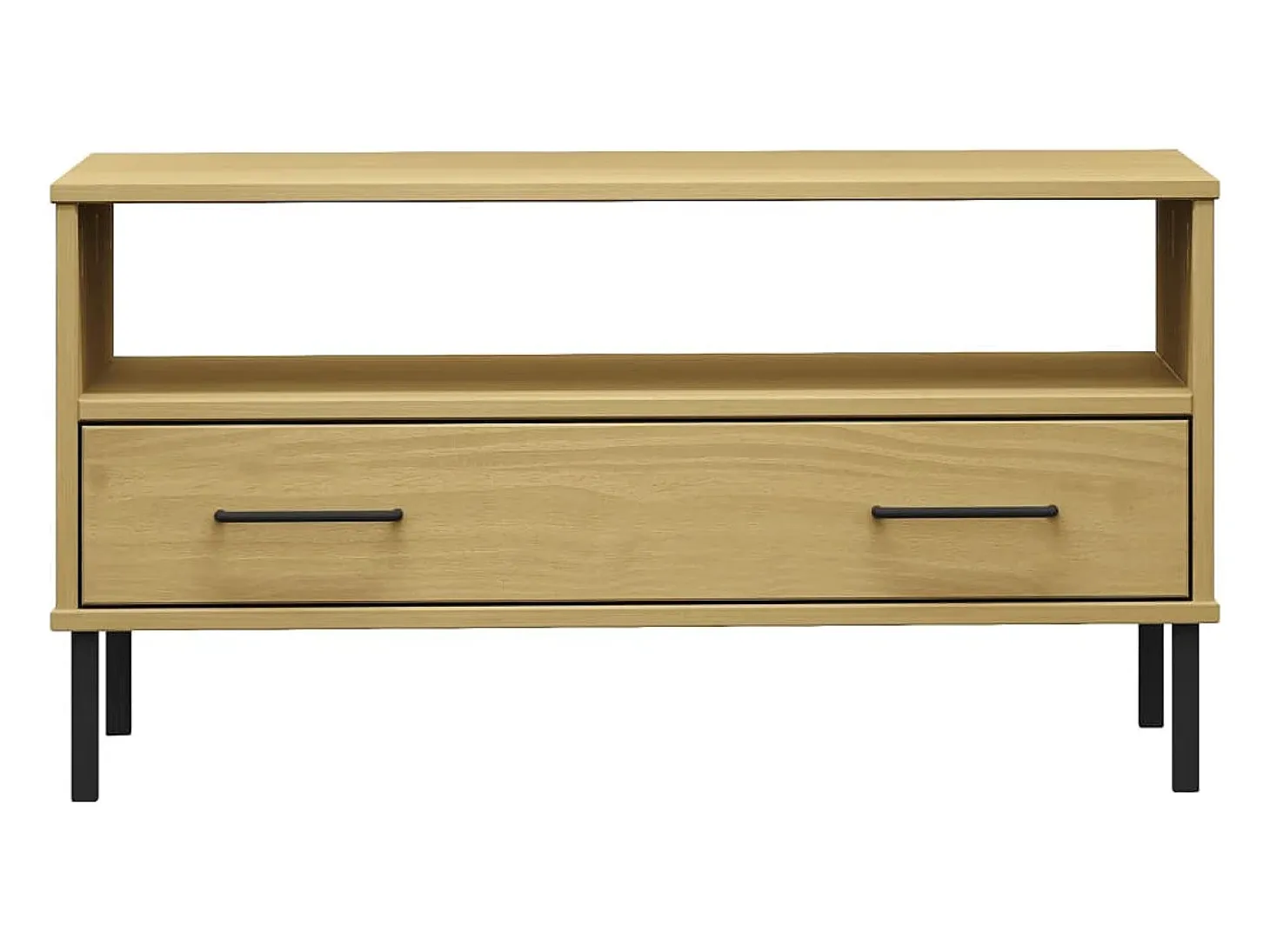 Mesa de centro patas metal OSLO madera maciza marrón 85x50x45cm
