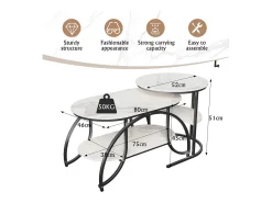 Mesa de centro pequeña minimalista moderna de mármol blanco para sala de estar, mesa auxiliar para sofá o mesa de exhibición, fácil de montar, ahorra espacio.